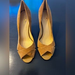 Beige suede wedges